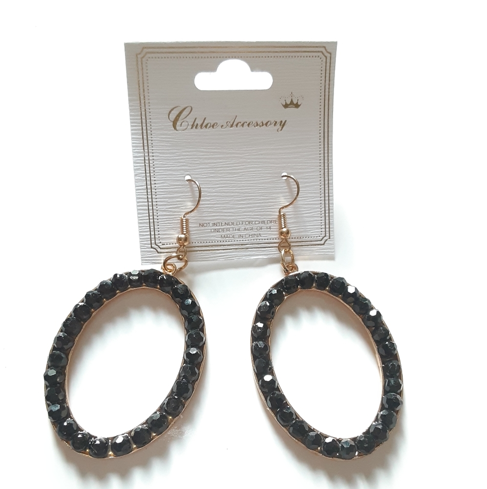 Chloe Accessory Black Beaded Dangle Earrings